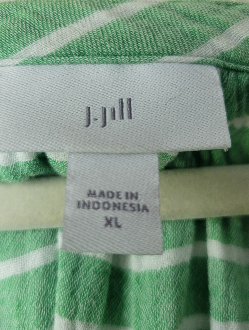 J. Jill Womens Size XL 100% Cotton Striped Button Up Seaglass/Mint Green - Picture 5 of 8